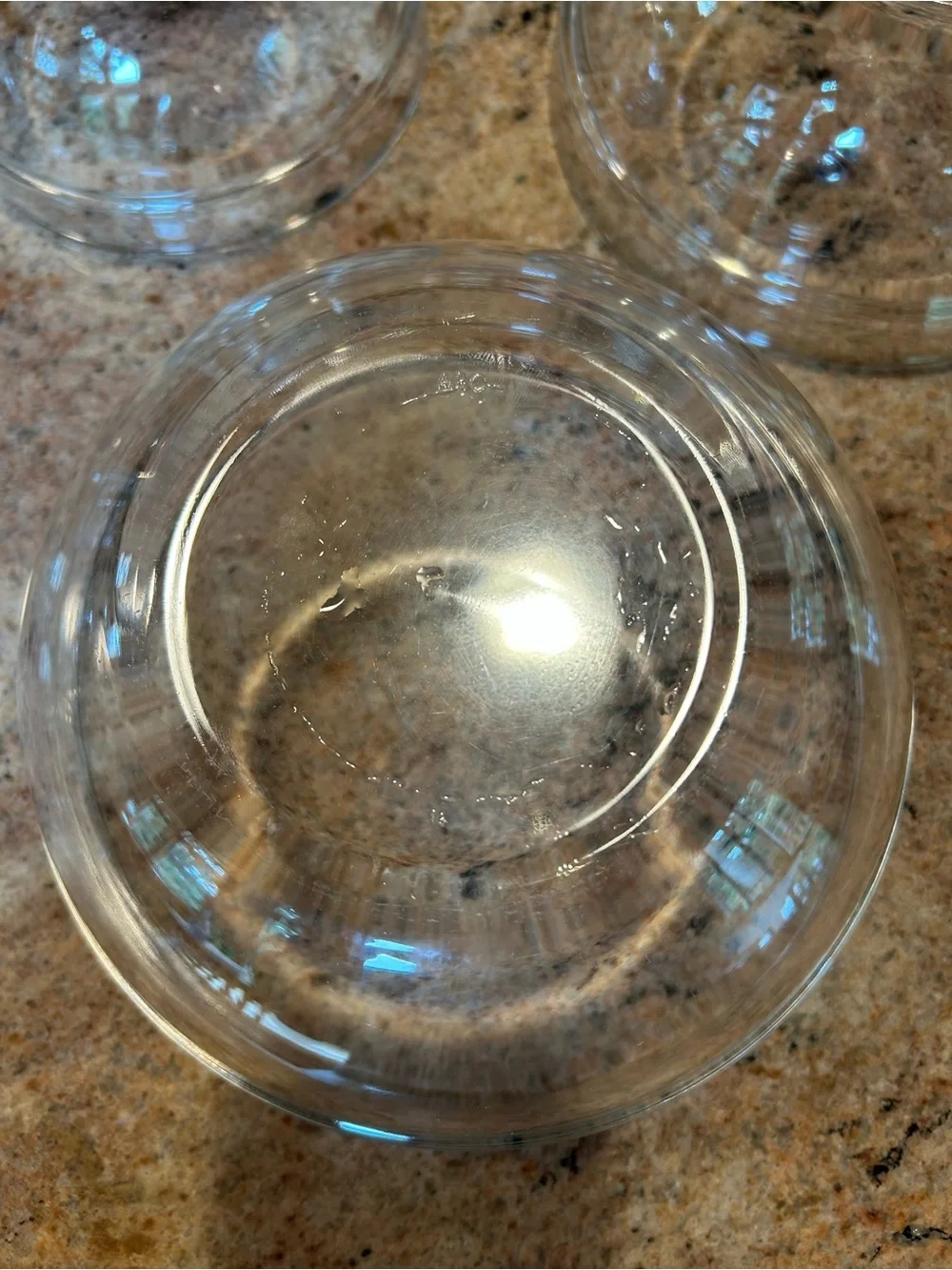 Arcopal France Clear Glass Mixing Bowl Set 3 piece 6.5 cup; 3.5 cup; 2.5 cup Vtg